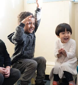 Children playing Musical Minis at nursery