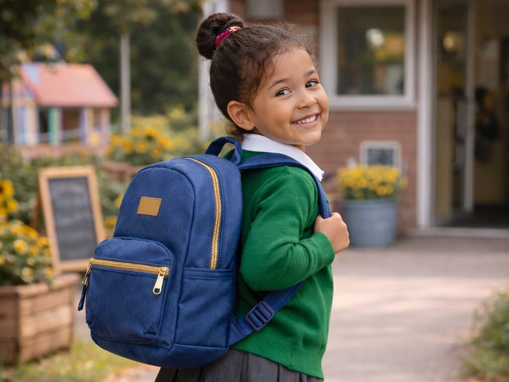 Young girl headed to school