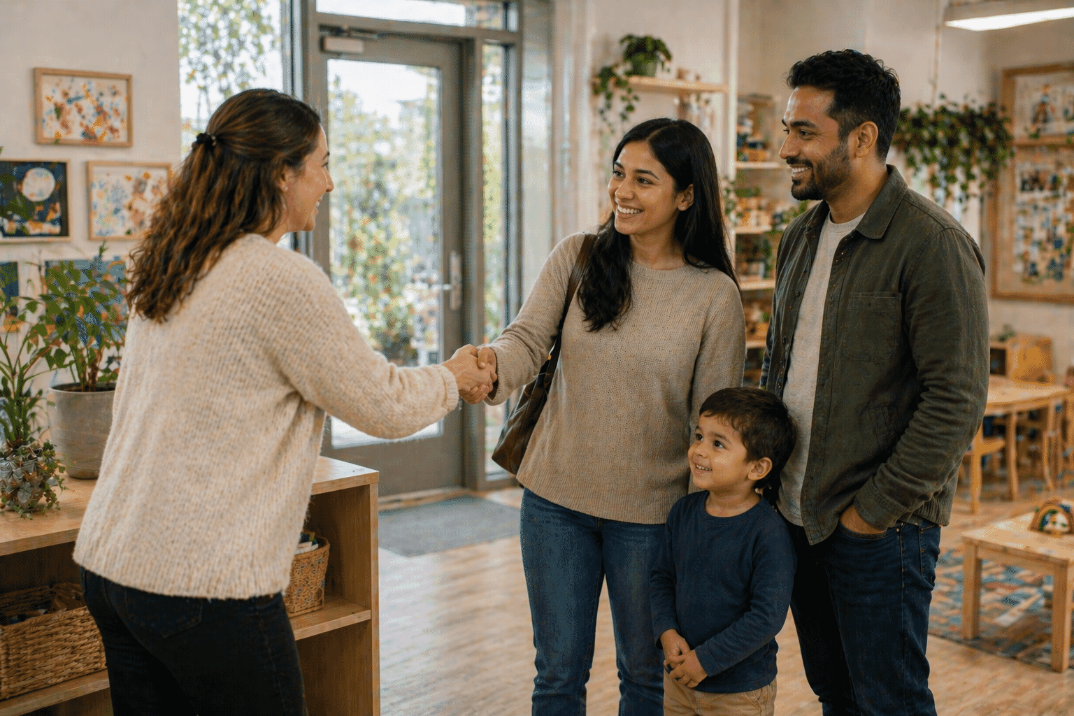 Welcoming family to nursery